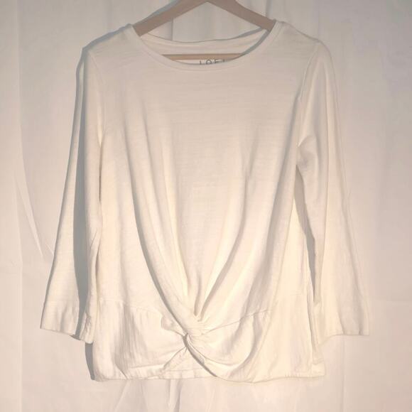 Loft Front Gather T Shirt White Size M - Picture 1 of 13